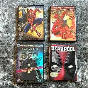 Deadpool, Spider-Man 1 & 3, Blade Trinity DVDs/Blu-ray